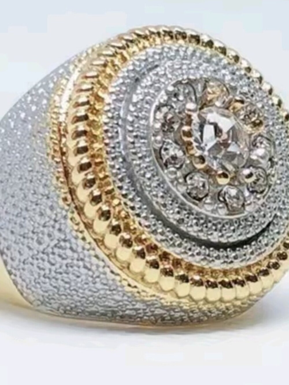 Men's Size 8 Hip Hop Gold Iced Out Bling Round Ring